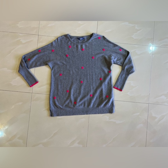 Joules Knitwear Crafted from Finest Yarns gray pink dots cotton polyester wool - Picture 16 of 16